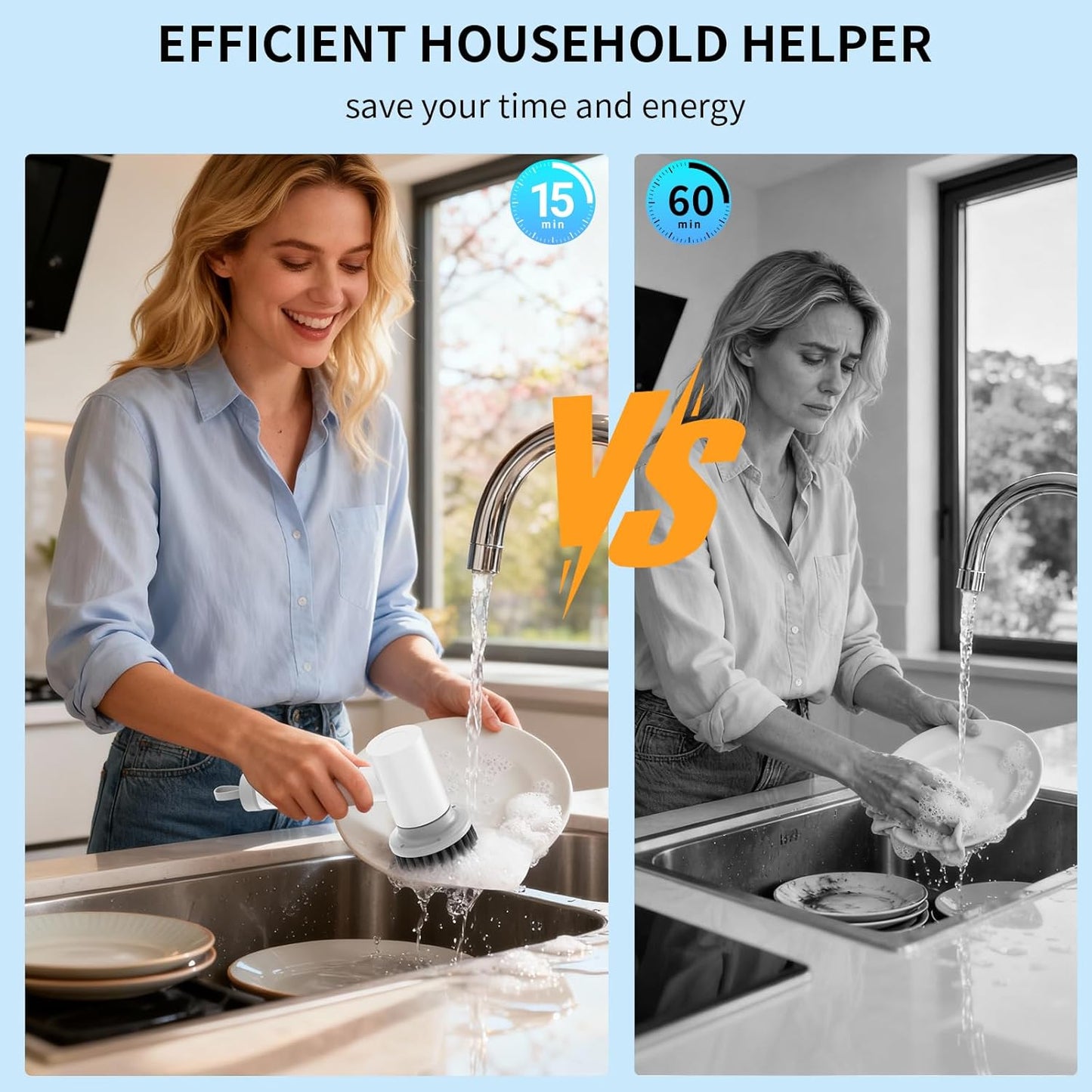🧽 Electric Spin Scrubber Cleaning Brush | Cordless Power Scrubber with 5 Replaceable Brush Heads for Bathroom, Kitchen & Home Cleaning