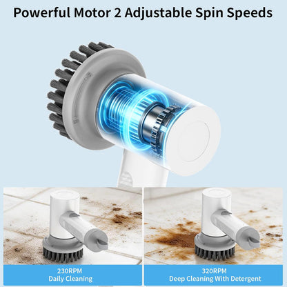 🧽 Electric Spin Scrubber Cleaning Brush | Cordless Power Scrubber with 5 Replaceable Brush Heads for Bathroom, Kitchen & Home Cleaning
