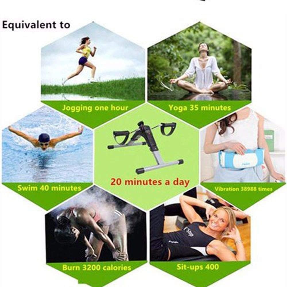 Portable Folding Pedal Exerciser – Arm & Leg Mini Exercise Bike with LCD Monitor & Resistance