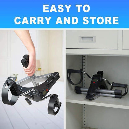 Portable Folding Pedal Exerciser – Arm & Leg Mini Exercise Bike with LCD Monitor & Resistance