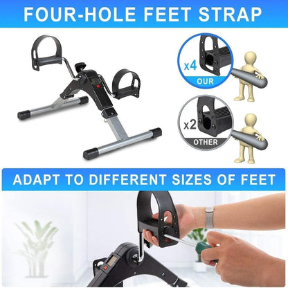 Portable Folding Pedal Exerciser – Arm & Leg Mini Exercise Bike with LCD Monitor & Resistance