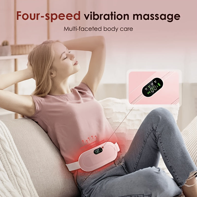 Soothe Menstrual Cramps Anywhere | Rechargeable Wearable Heat & Vibration Relief Belt