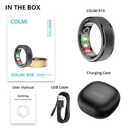 COLMI R10 Smart Ring | No Monthly Fees, 24/7 Heart Rate, Sleep & Temp Tracker, 5ATM Waterproof + Charging Case