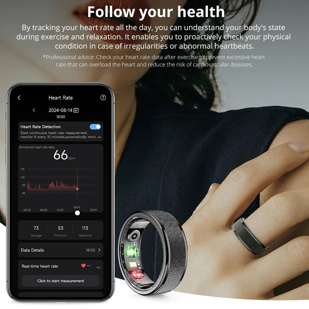 COLMI R10 Smart Ring | No Monthly Fees, 24/7 Heart Rate, Sleep & Temp Tracker, 5ATM Waterproof + Charging Case