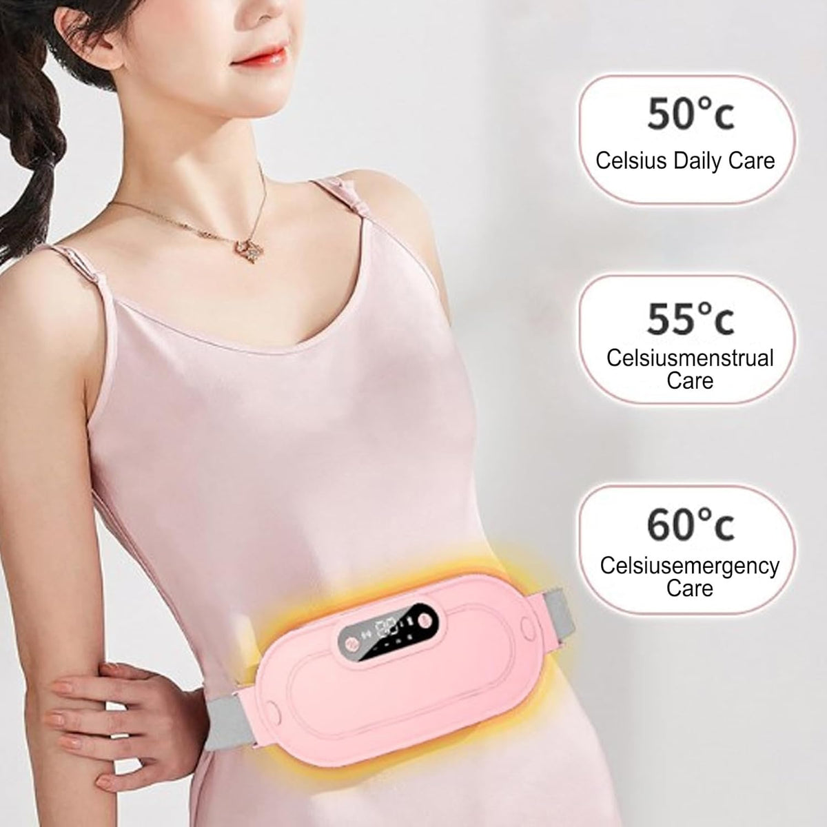 Soothe Menstrual Cramps Anywhere | Rechargeable Wearable Heat & Vibration Relief Belt