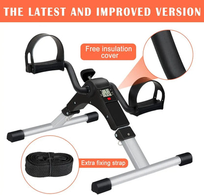 Portable Folding Pedal Exerciser – Arm & Leg Mini Exercise Bike with LCD Monitor & Resistance