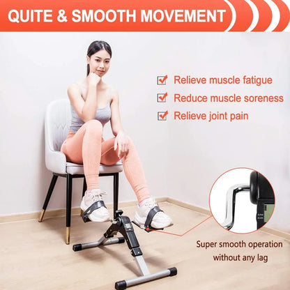 Portable Folding Pedal Exerciser – Arm & Leg Mini Exercise Bike with LCD Monitor & Resistance