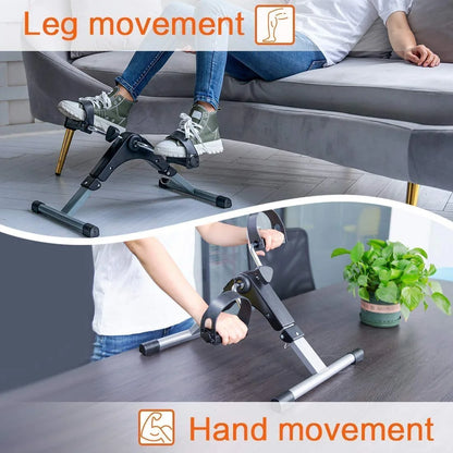 Portable Folding Pedal Exerciser – Arm & Leg Mini Exercise Bike with LCD Monitor & Resistance