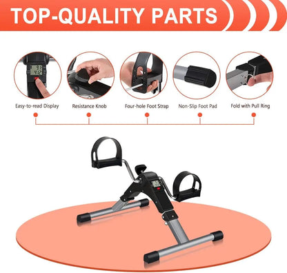 Portable Folding Pedal Exerciser – Arm & Leg Mini Exercise Bike with LCD Monitor & Resistance