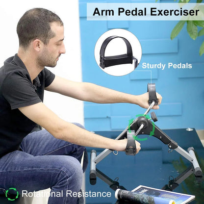 Portable Folding Pedal Exerciser – Arm & Leg Mini Exercise Bike with LCD Monitor & Resistance